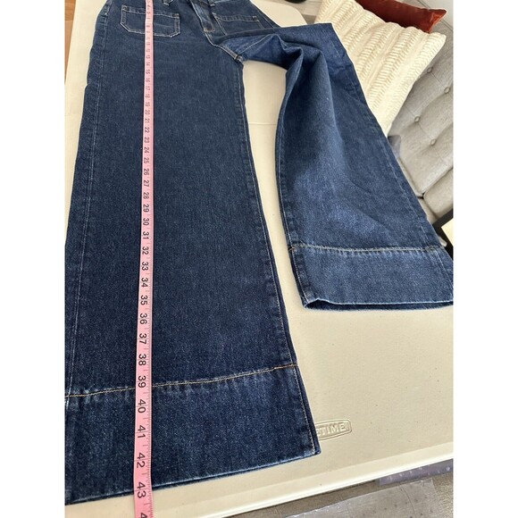JJXX Wide Leg High Waist Jeans Size 27 Inseam 32 Patch Pockets Dark Wash New - Picture 5 of 10